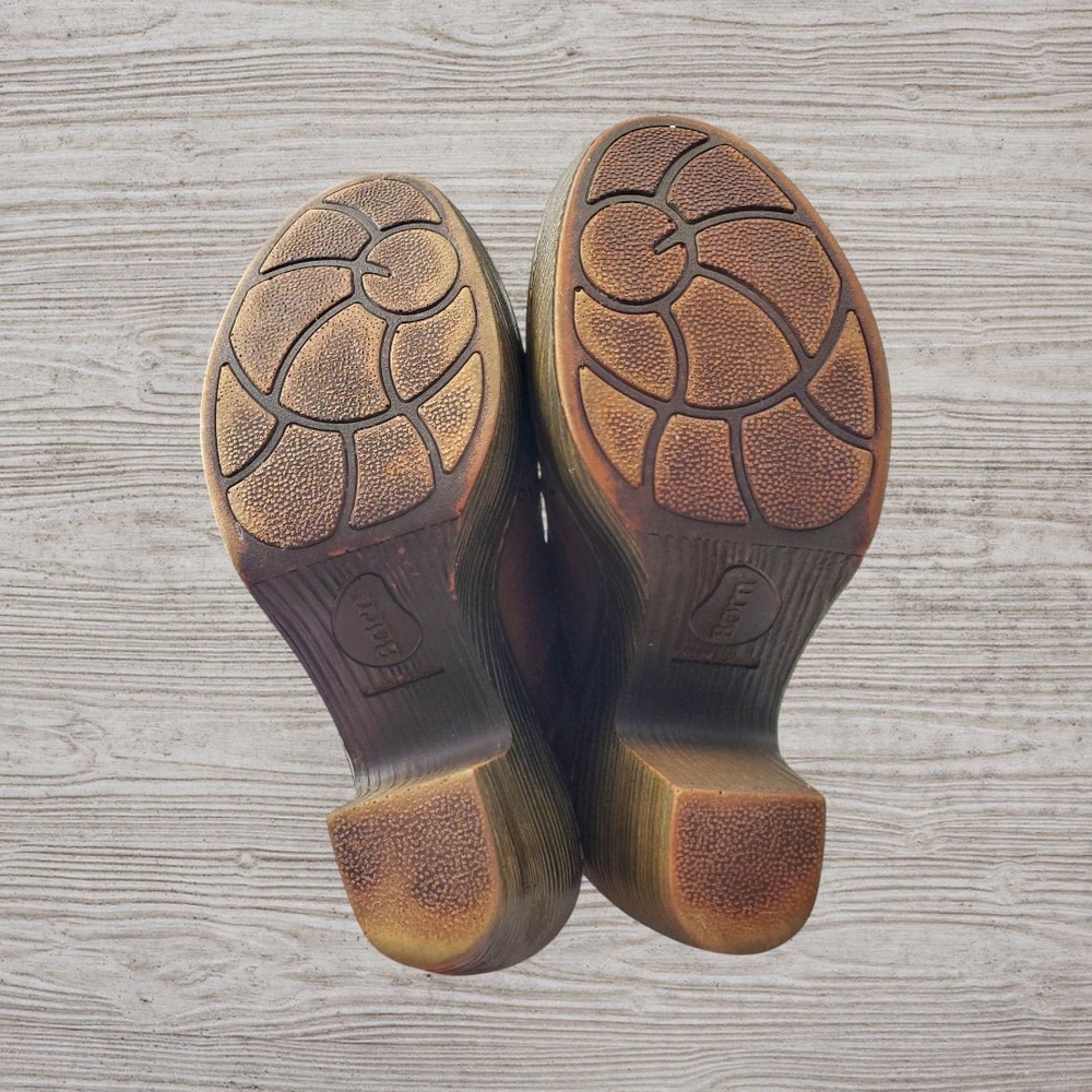 Born Womens Brown Leather Patchwork Platform Clogs Mules Size 8M F14502 VCJH16 - Picture 7 of 8